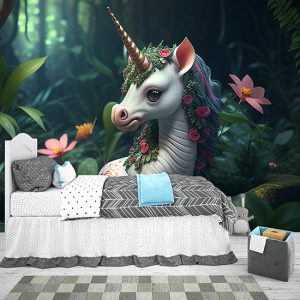 Ormanda Yavru Unicorn Çocuk Odası Duvar Kağıdı YCO-00039