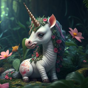 Ormanda Yavru Unicorn Çocuk Odası Duvar Kağıdı YCO-00039