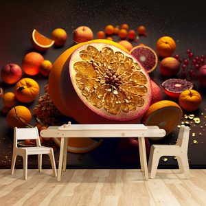 Narenciye Meyveleri İllüstrasyon Cafe Duvar Kağıtları YC-00141