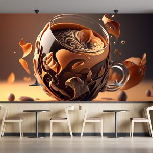 3D Kahve İllüstrasyonu Cafe Duvar Kağıtları YC-00170