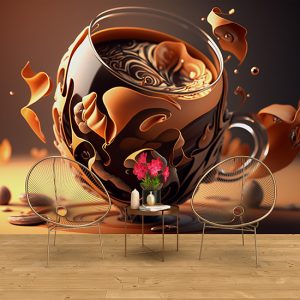 3D Kahve İllüstrasyonu Cafe Duvar Kağıtları YC-00170