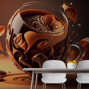 3D Kahve İllüstrasyonu Cafe Duvar Kağıtları YC-00170