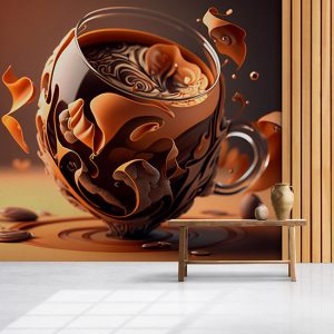3D Kahve İllüstrasyonu Cafe Duvar Kağıtları YC-00170