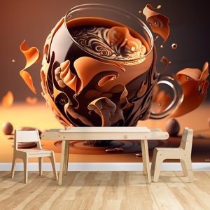 3D Kahve İllüstrasyonu Cafe Duvar Kağıtları YC-00170