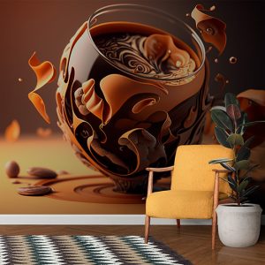 3D Kahve İllüstrasyonu Cafe Duvar Kağıtları YC-00170