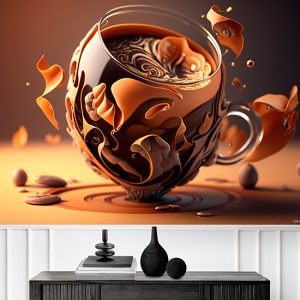 3D Kahve İllüstrasyonu Cafe Duvar Kağıtları YC-00170