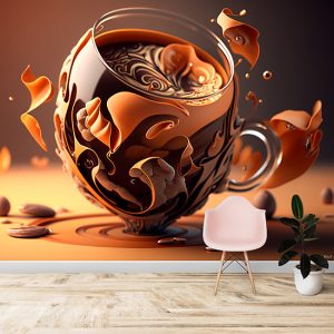 3D Kahve İllüstrasyonu Cafe Duvar Kağıtları YC-00170