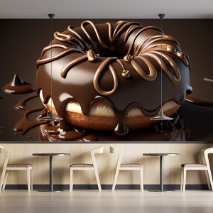3D Çikolatalı Donut Cafe Duvar Kağıdı YC-00177