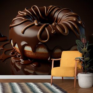 3D Çikolatalı Donut Cafe Duvar Kağıdı YC-00177