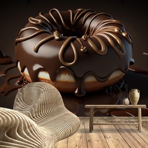 3D Çikolatalı Donut Cafe Duvar Kağıdı YC-00177