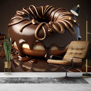 3D Çikolatalı Donut Cafe Duvar Kağıdı YC-00177