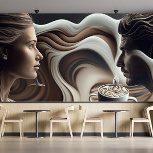 Kahve ve Kadın Erkek Cafe Duvar Kağıdı YC-00192