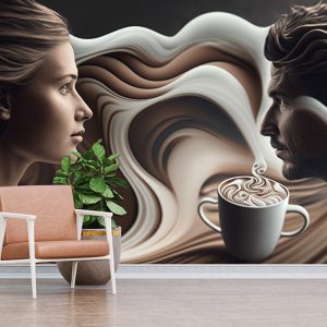 Kahve ve Kadın Erkek Cafe Duvar Kağıdı YC-00192