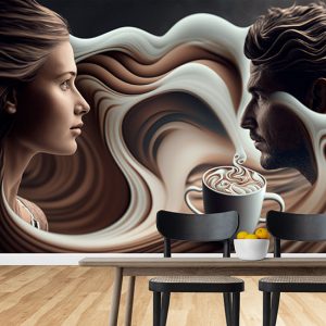 Kahve ve Kadın Erkek Cafe Duvar Kağıdı YC-00192