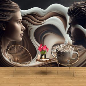 Kahve ve Kadın Erkek Cafe Duvar Kağıdı YC-00192
