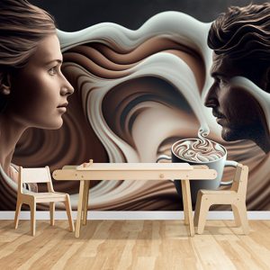 Kahve ve Kadın Erkek Cafe Duvar Kağıdı YC-00192