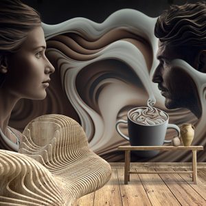 Kahve ve Kadın Erkek Cafe Duvar Kağıdı YC-00192