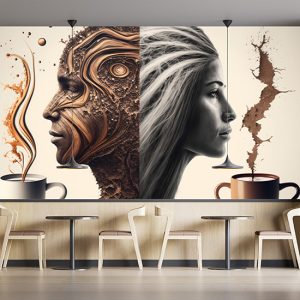 Kadın Erkek ve Kahve Sanatsal Cafe Duvar Kağıdı YC-00195