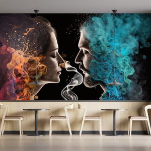 Kadın ve Erkek Sanatsal Cafe Duvar Kağıdı YC-00199