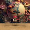 3D Dünya ve Meyveler Cafe Duvar Kağıdı YC-00508