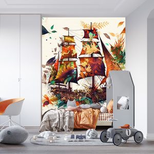 Suluboya Gemi Çizimi Çocuk Odası Duvar Kağıdı YCO-00205