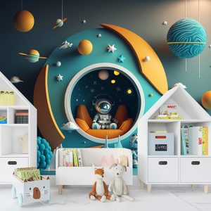 Astronot ve Evi Çocuk Odası Duvar Kağıdı YCO-00208
