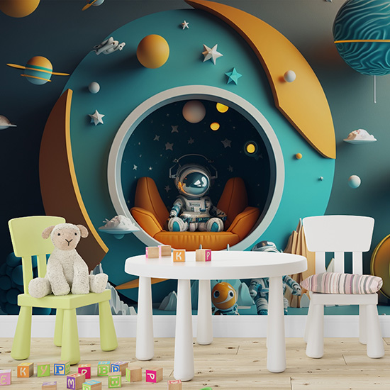 Astronot ve Evi Çocuk Odası Duvar Kağıdı YCO-00208