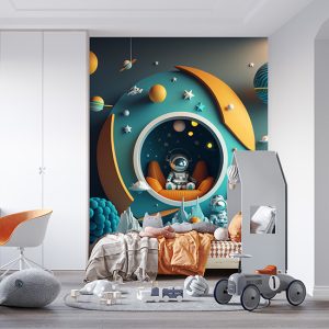 Astronot ve Evi Çocuk Odası Duvar Kağıdı YCO-00208