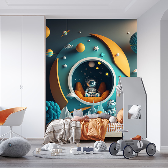 Astronot ve Evi Çocuk Odası Duvar Kağıdı YCO-00208