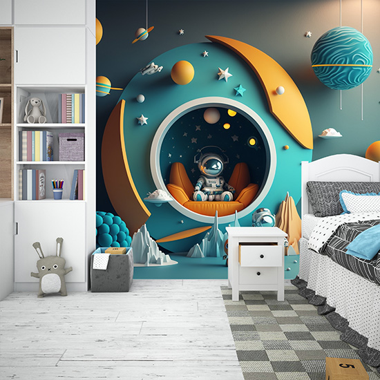 Astronot ve Evi Çocuk Odası Duvar Kağıdı YCO-00208