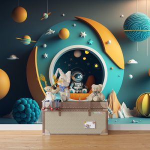 Astronot ve Evi Çocuk Odası Duvar Kağıdı YCO-00208