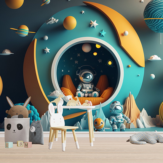 Astronot ve Evi Çocuk Odası Duvar Kağıdı YCO-00208