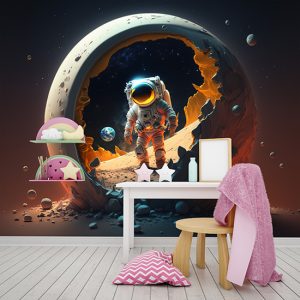 Ay ve Astronot Çocuk Odası Duvar Kağıdı YCO-00214