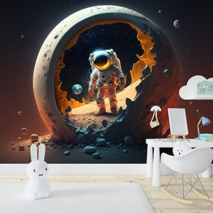 Ay ve Astronot Çocuk Odası Duvar Kağıdı YCO-00214
