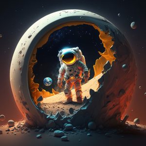 Ay ve Astronot Çocuk Odası Duvar Kağıdı YCO-00214