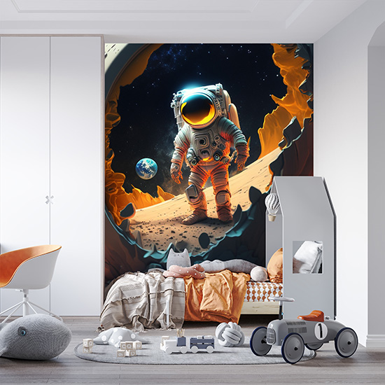 Ay ve Astronot Çocuk Odası Duvar Kağıdı YCO-00214