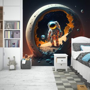Ay ve Astronot Çocuk Odası Duvar Kağıdı YCO-00214