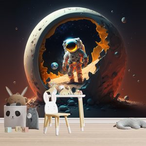 Ay ve Astronot Çocuk Odası Duvar Kağıdı YCO-00214