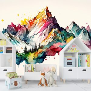 Suluboya Dağlar Manzarası Çocuk Odası Duvar Kağıdı YCO-00229
