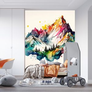 Suluboya Dağlar Manzarası Çocuk Odası Duvar Kağıdı YCO-00229