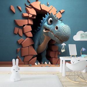 Duvarı Yıkan Yavru Dinozor Çocuk Odası Duvar Kağıdı YCO-00232