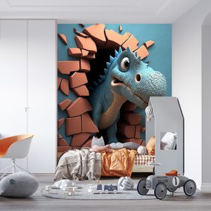Duvarı Yıkan Yavru Dinozor Çocuk Odası Duvar Kağıdı YCO-00232