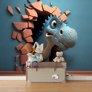 Duvarı Yıkan Yavru Dinozor Çocuk Odası Duvar Kağıdı YCO-00232