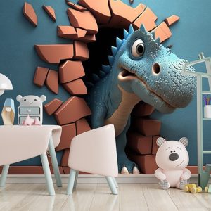 Duvarı Yıkan Yavru Dinozor Çocuk Odası Duvar Kağıdı YCO-00232