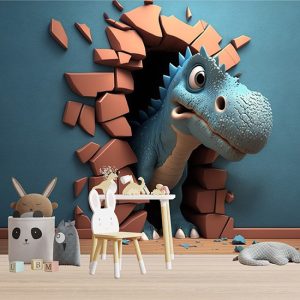 Duvarı Yıkan Yavru Dinozor Çocuk Odası Duvar Kağıdı YCO-00232