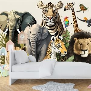 Safari Hayvanları Çocuk Odası Duvar Kağıdı YCO-00246