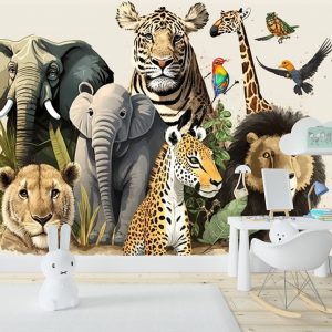 Safari Hayvanları Çocuk Odası Duvar Kağıdı YCO-00246