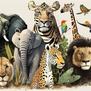 Safari Hayvanları Çocuk Odası Duvar Kağıdı YCO-00246