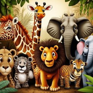 Safari Hayvanları Çocuk Odası Duvar Kağıdı YCO-00248