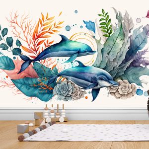 Balinalar ve Denizaltı Suluboya Duvar Kağıtları YCO-00250